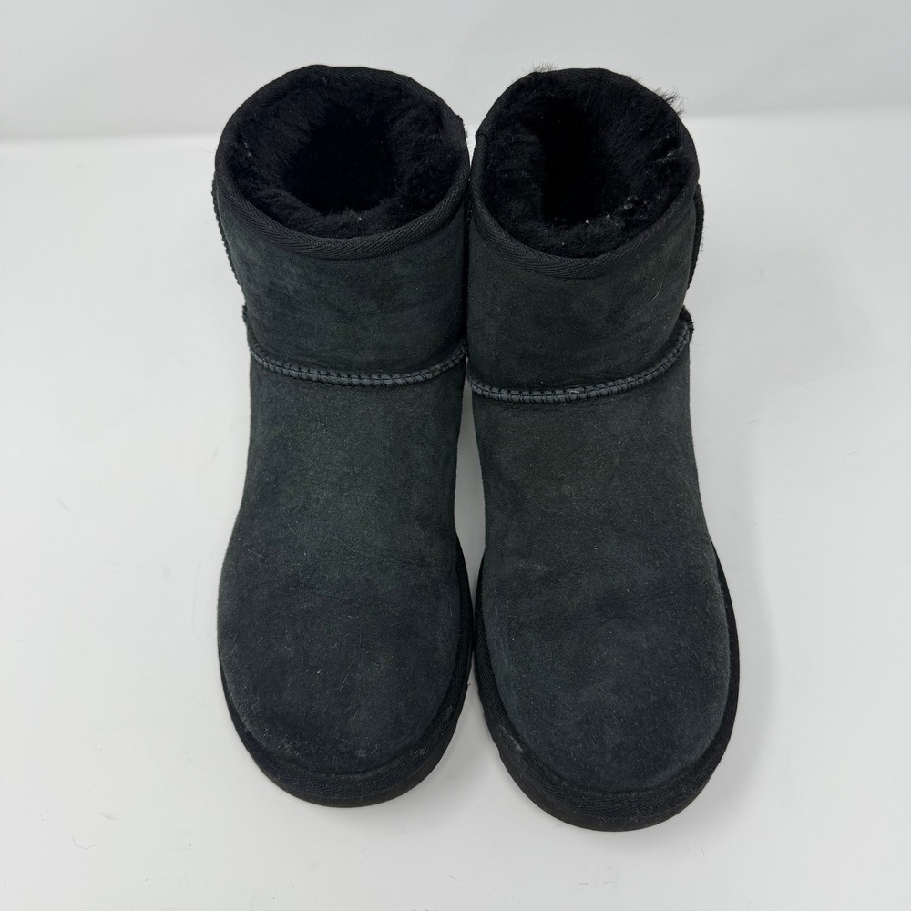 UGG Classic Mini II Suede Shearling Ankle Boot Black Women Size 7